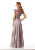 Chiffon Evening Gown with Beaded Embroidery on a Net Bodice