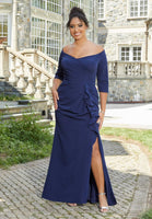 Fit and Flare Ruffled Jersey Evening Gown