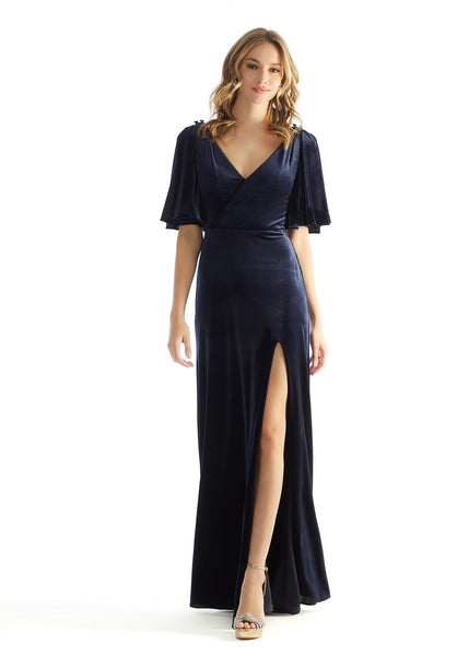 Slim A-line Stretch Velvet Bridesmaid Dress