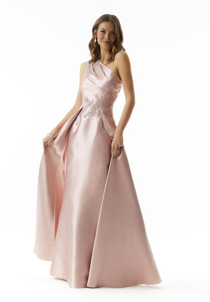 Beaded Lace A-line Larissa Satin Evening Gown
