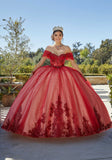 Rhinestone and Crystal Beaded Quinceañera Dress with Sheer Bodice