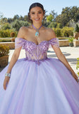 Rhinestone and Crystal Beaded Quinceañera Dress with Sheer Bodice