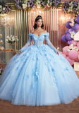 Cuffed Off The Shoulder Three Dimensional Floral Quinceañera Dress