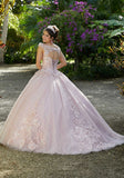 Beaded Floral Sparkling Tulle Quinceañera Dress