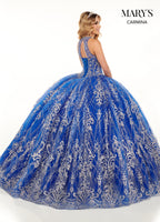 Carmina Quinceanera Dresses in Royal/Silver or Burgundy/Gold Color
